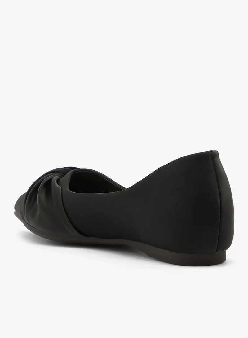 Ella Black Twisted Bow Detail Pointed Toe Ballet Flats for Women | Best Price UAE
