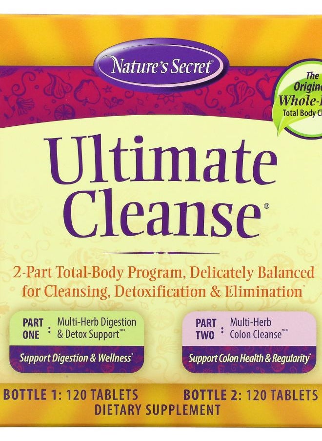 Nature's Secret Ultimate Cleanse 2 Part Total-Body Program 2 Bottles 120 Tablets Each 