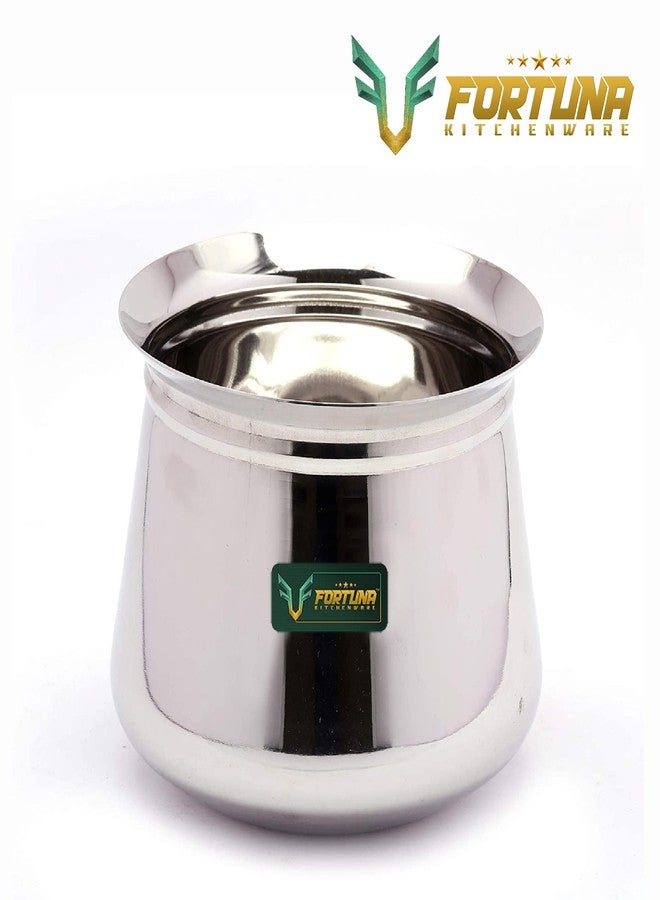 FORTUNA KITCHENWARE Stainless Steel Kanchi/Temple/Dahi Handi/Cookware & Serveware (Without Handle & Lid) - 2 Unit - Capacity - 400ml & 1000ml , 14.4 x 14.4 x 9.3 cm, Silver - Image 5