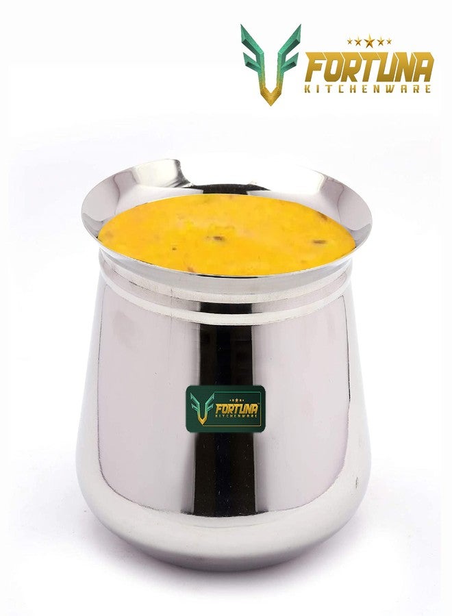 FORTUNA KITCHENWARE Stainless Steel Kanchi/Temple/Dahi Handi/Cookware & Serveware (Without Handle & Lid) - 2 Unit - Capacity - 400ml & 1000ml , 14.4 x 14.4 x 9.3 cm, Silver - Image 4