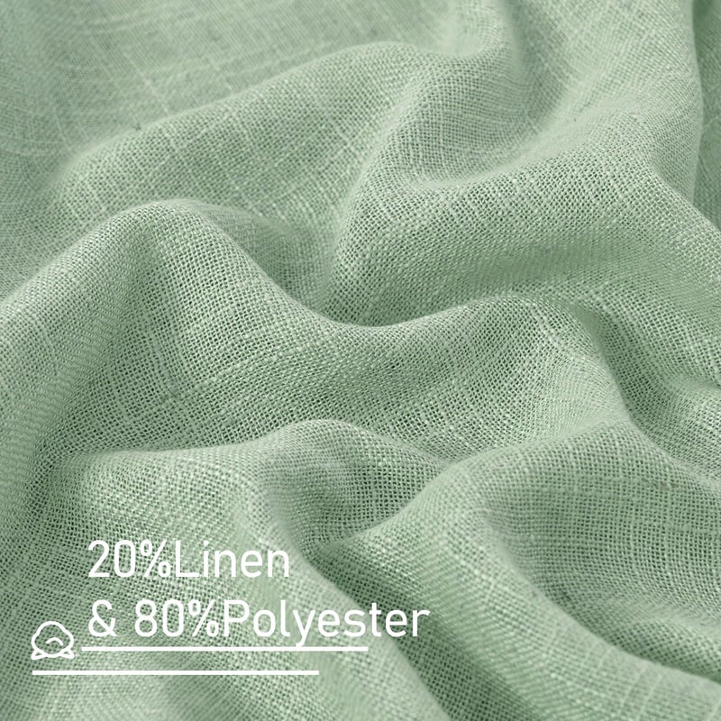 LAMIT Linen Curtains for Living Room 84 inch Length 2 Panels, Light Filtering Semi Sheer Panels Back Tab and Rod Pocket Farmhouse Drapes for Bedroom/Sliding Glass Door, Fresh Green, 52 x 84 Inch - Image 3