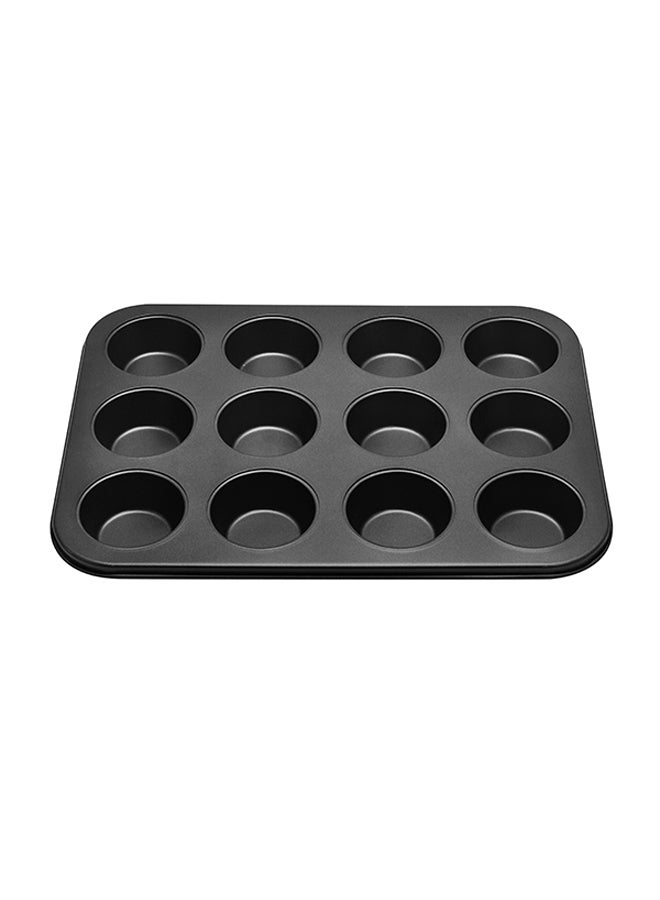 Non-Stick Muffin Tray Baking Pan 12 Cup black 35.5cm - Image 1
