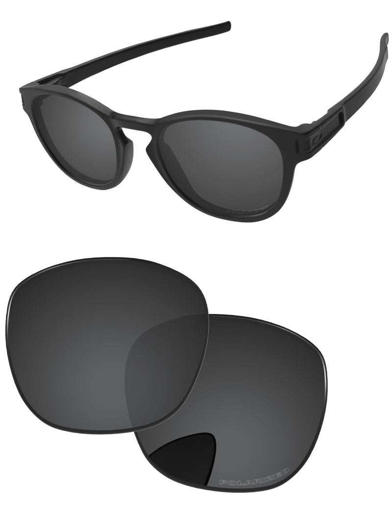 PapaViva Replacement Lenses for Oakley Latch OO9265 53mm Sunglass Solid Black Polarized - Image 1