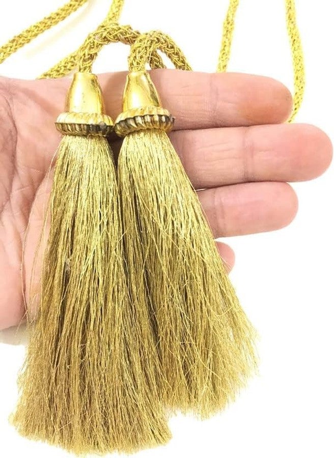 DaSync شرابات ذهبية طويلة من SYNC، خرز معلق للبلوزات، دانتيل، وأقمشة حواف، شالات، فساتين، ساري، ستائر، بدلات، زينة، عبوة من قطعتين - Image 2