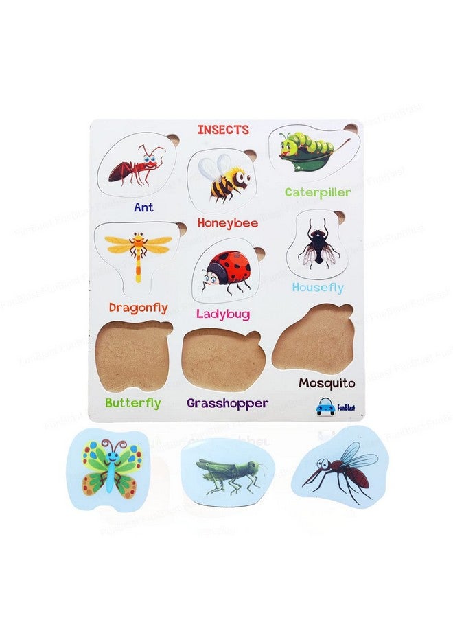 فنبلاست ألغاز الحشرات الخشبية من فن بلاست للأطفال، لعبة ألغاز تعليمية ولوحة تعليمية ملونة للأطفال، ألعاب تركيب الصور المقطوعة الخشبية الممتعة - Image 1