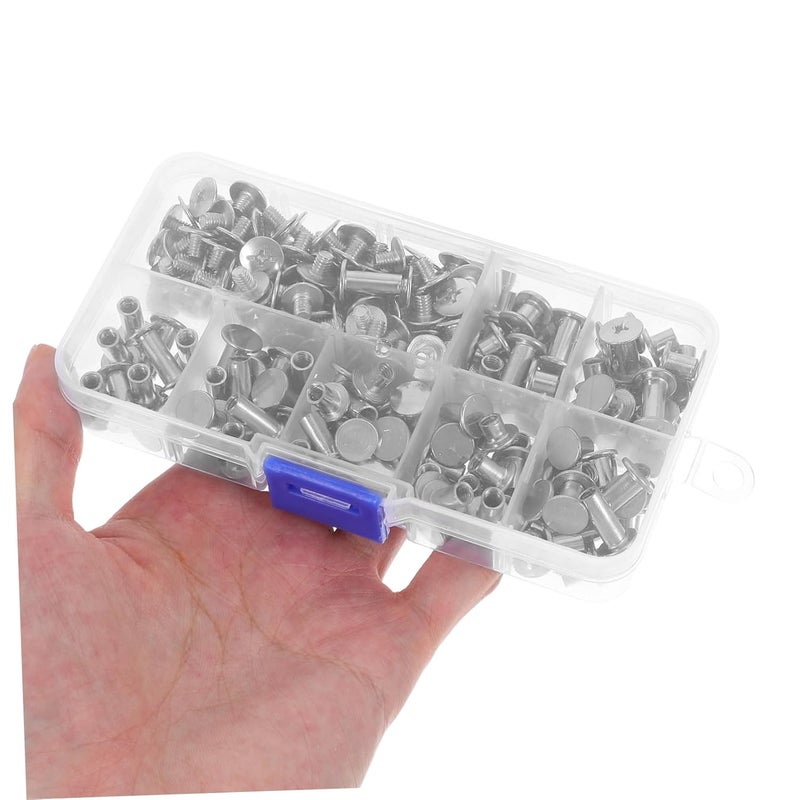 120Sets Rivets Screw Binding Buttons for DIY Projects Round Head Metal Studs for Leather Working Photo Album Assembly Silver Color - Image 4