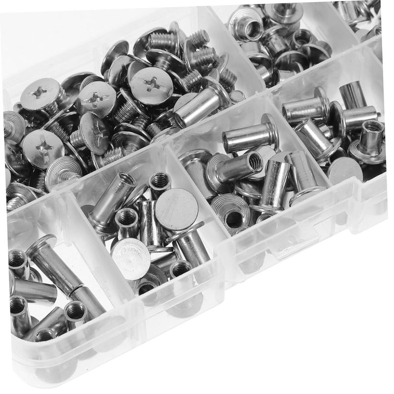 120Sets Rivets Screw Binding Buttons for DIY Projects Round Head Metal Studs for Leather Working Photo Album Assembly Silver Color - Image 3