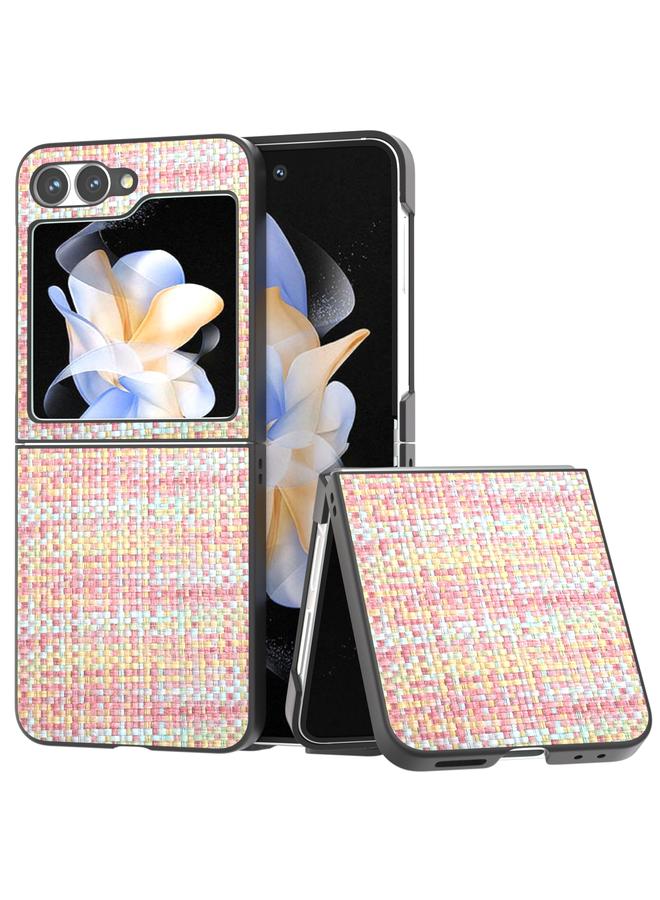 S-TOP Case For Samsung Galaxy Z Flip6 Black Frame Color Lattice Texture PU Phone Case - Image 1