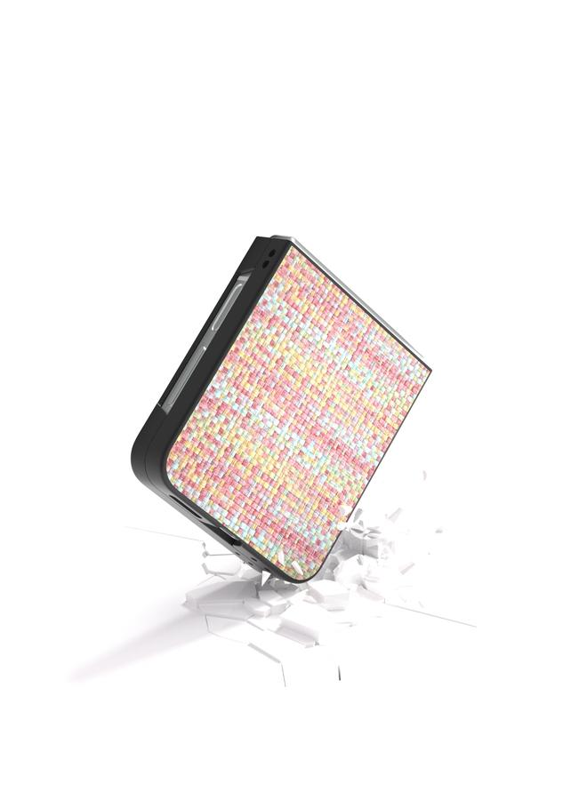 S-TOP Case For Samsung Galaxy Z Flip6 Black Frame Color Lattice Texture PU Phone Case - Image 3