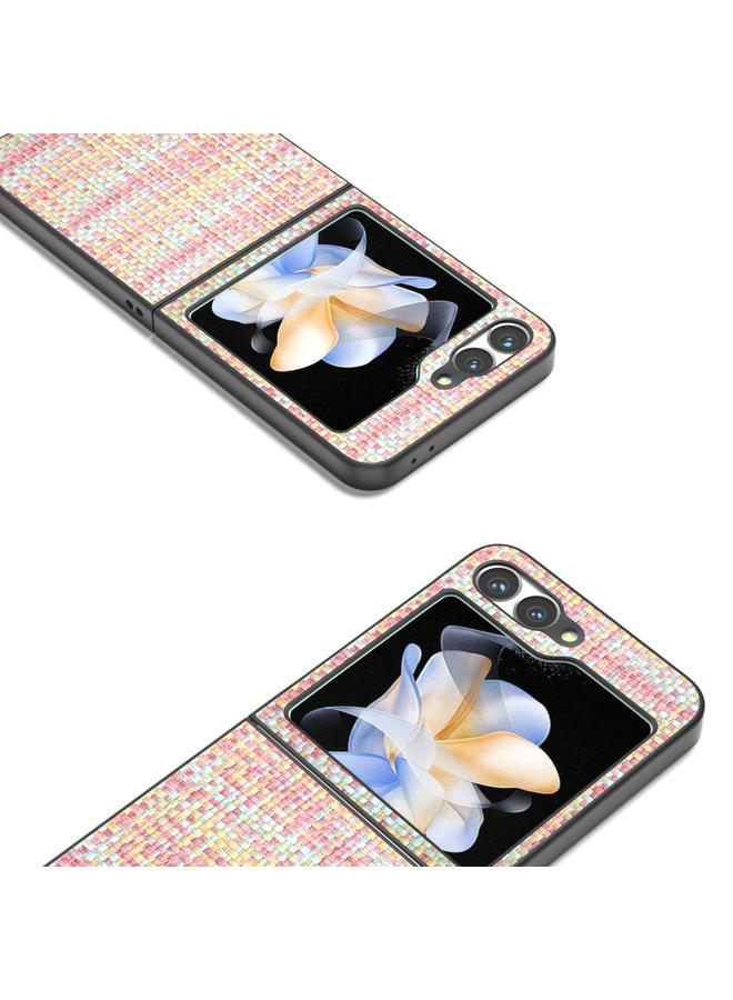 S-TOP Case For Samsung Galaxy Z Flip6 Black Frame Color Lattice Texture PU Phone Case - Image 2