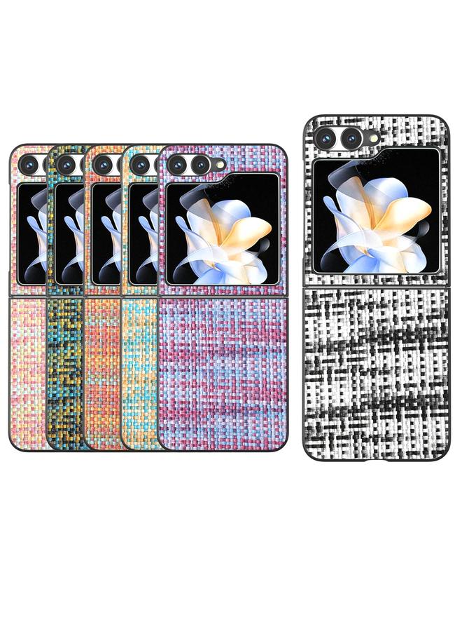 S-TOP Case For Samsung Galaxy Z Flip6 Black Frame Color Lattice Texture PU Phone Case - Image 5