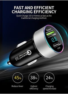 GROIC USB C Car Charger, PD 20W & Fast 66W QC3.0 Port Charger Adapter, Dual Super Charging with LED Display, Compatible iPhone, Samsung, iPad  - Image 4