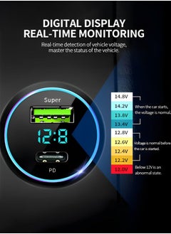 GROIC USB C Car Charger, PD 20W & Fast 66W QC3.0 Port Charger Adapter, Dual Super Charging with LED Display, Compatible iPhone, Samsung, iPad  - Image 2