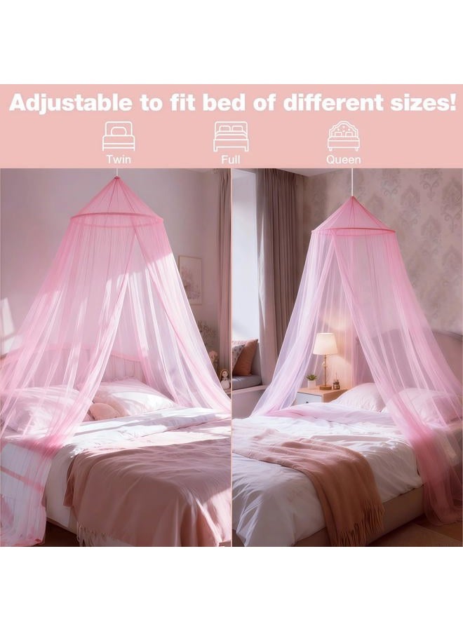LionLively Pink Bed Canopy for Girls,Kids Princess Round Dome Bed Curtain, Dreamy Mosquito Netting for Girls, Bedroom Accessories, Ceiling Tent - Image 3