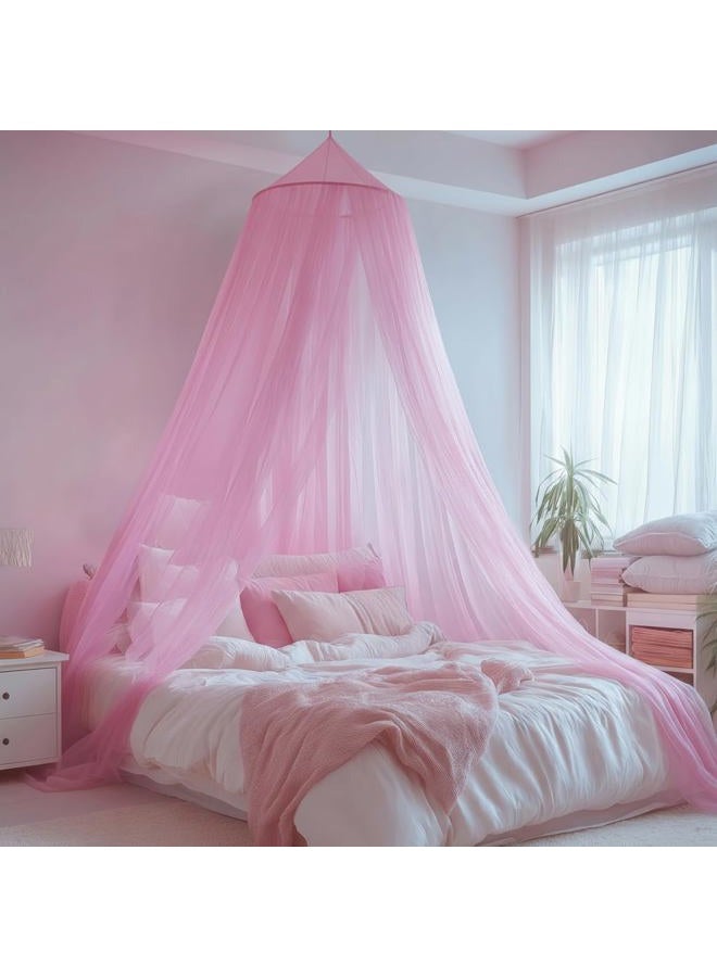 LionLively Pink Bed Canopy for Girls,Kids Princess Round Dome Bed Curtain, Dreamy Mosquito Netting for Girls, Bedroom Accessories, Ceiling Tent - Image 1