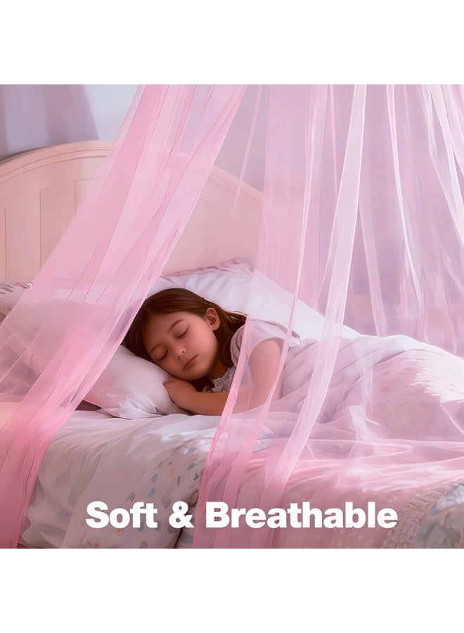 LionLively Pink Bed Canopy for Girls,Kids Princess Round Dome Bed Curtain, Dreamy Mosquito Netting for Girls, Bedroom Accessories, Ceiling Tent - Image 4