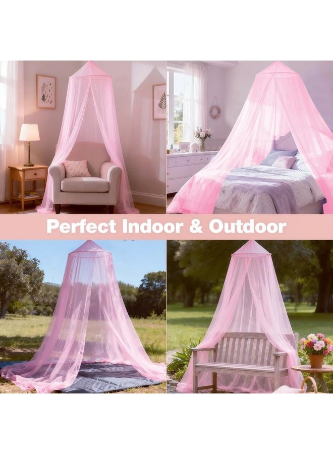 LionLively Pink Bed Canopy for Girls,Kids Princess Round Dome Bed Curtain, Dreamy Mosquito Netting for Girls, Bedroom Accessories, Ceiling Tent - Image 5