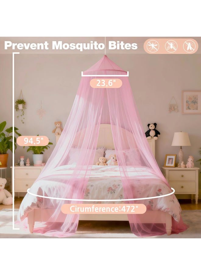 LionLively Pink Bed Canopy for Girls,Kids Princess Round Dome Bed Curtain, Dreamy Mosquito Netting for Girls, Bedroom Accessories, Ceiling Tent - Image 2