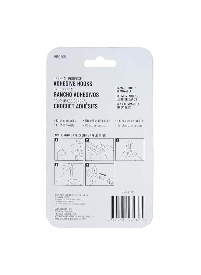 آيس طقم من 6 خطافات لاصقة، مع أشرطة لاصقة، أبيض بقياس 2.2 × 3 سم 5999305 - Image 2