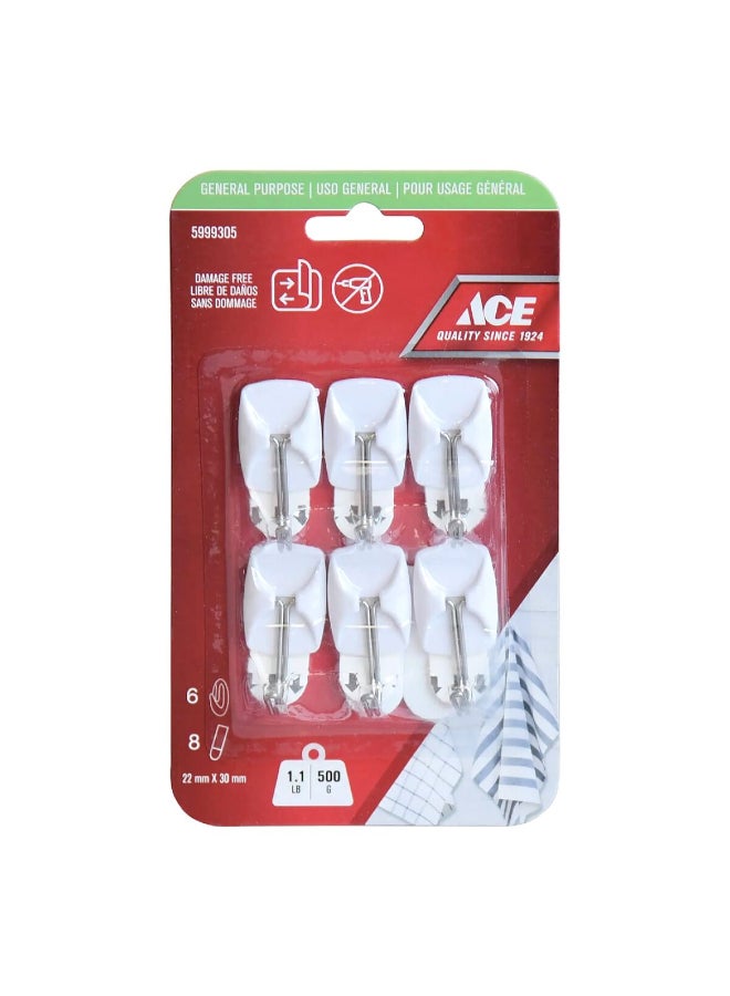 آيس طقم من 6 خطافات لاصقة، مع أشرطة لاصقة، أبيض بقياس 2.2 × 3 سم 5999305 - Image 1