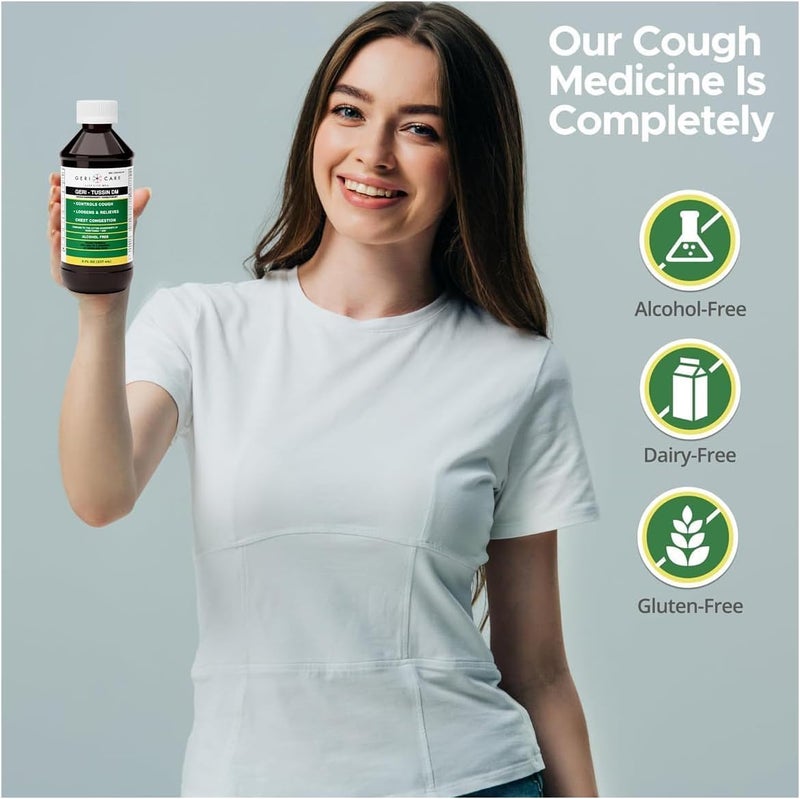GeriCare GeriTussin DM Liquid Cold Cough Syrup 2in1 Maximum Strength Cough Suppressant Dextromethorphan  Expectorant Guaifenesin NonDrowsy Cough Relief Syrup  Chest Decongestant 8 Fl Oz 2 Pack - Image 5