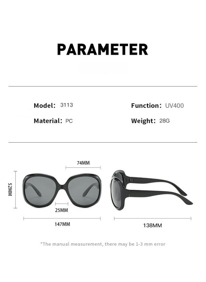 BESTPEAK Women's sunglasses, ultra-light classic sunglasses with large frame, easy to carry UV400 protection lenses, free glasses case and lens cloth (black) - Image 4