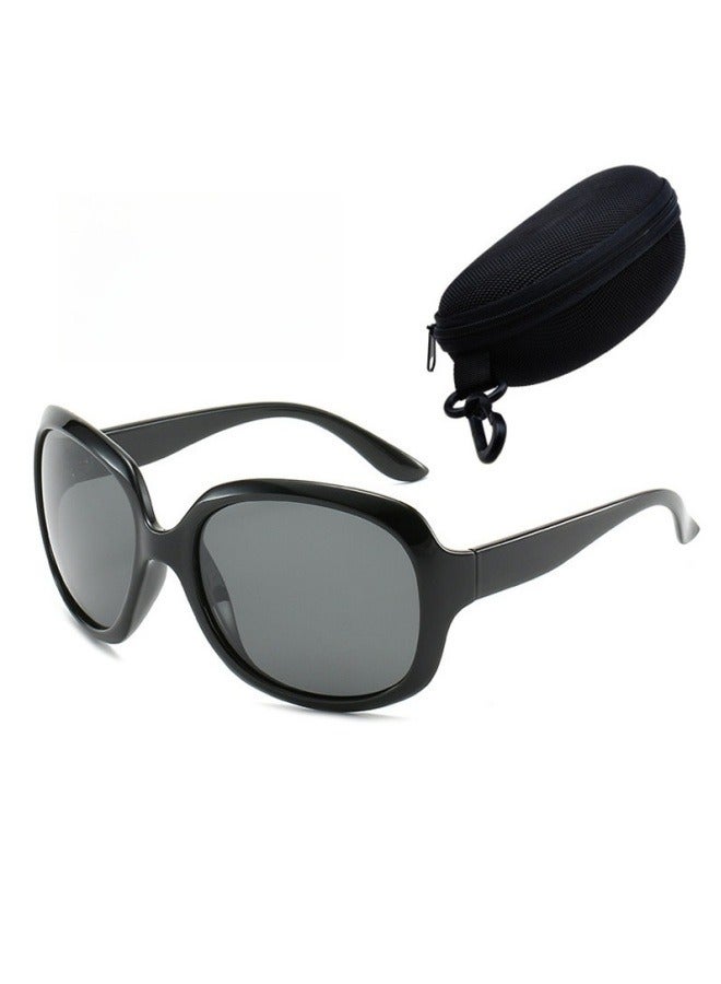 BESTPEAK Women's sunglasses, ultra-light classic sunglasses with large frame, easy to carry UV400 protection lenses, free glasses case and lens cloth (black) - Image 1