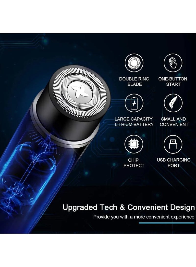 DubaiGallery Portable Mini Shaver,Pocket Razor for Men USB Rechargeable Waterproof,Wet and Dry Use Rotary Mens Shaver,Portable Electric Razor for Traveler - Image 3