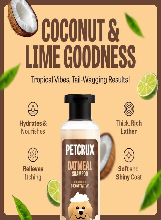 Petcrux Oatmeal Dog Shampoo 200ml - Sulphate & Paraben Free - Oatmeal with Goodness of Coconut & Lime - for Golden Retrievers, Labradors, Shih Tzu, German Shepherds - Image 3