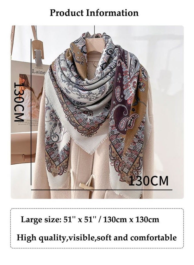 K-Elewon Large Square Scarf 51" Cotton and Linen Scarf Fashion Scarves Hair Wrapping Scarfs Night Sleeping Headscarf, H2303, One size - Image 4