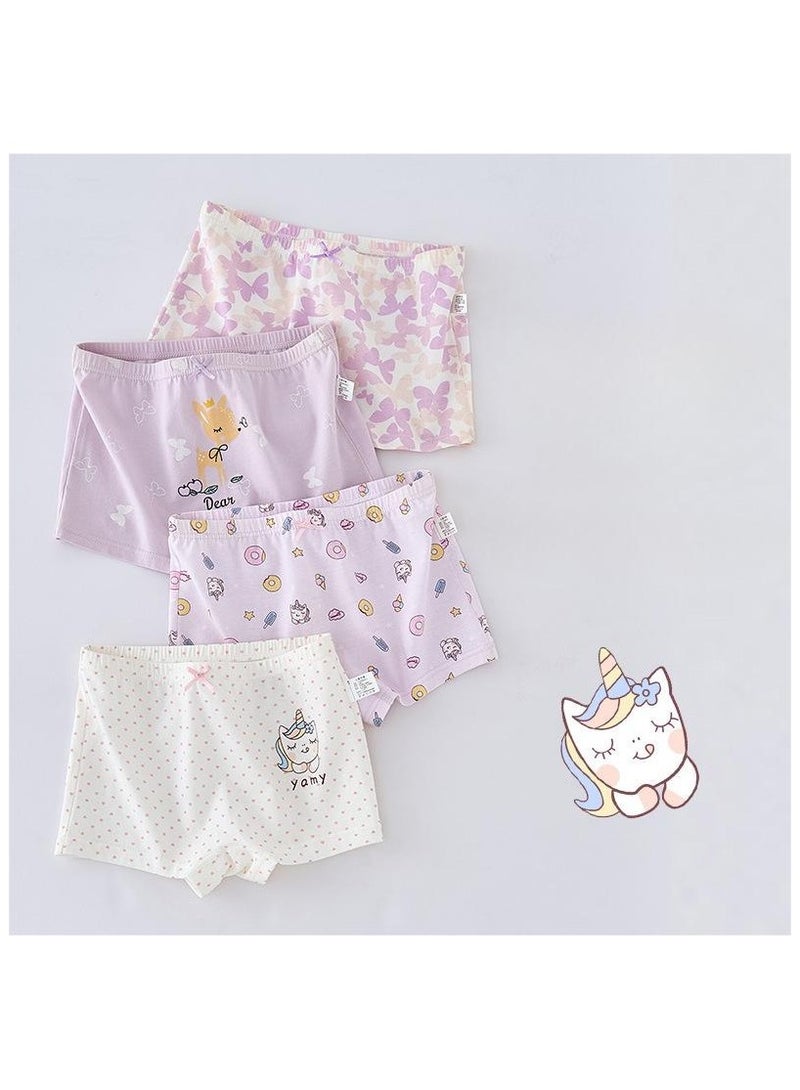 Fashionable Little Girl Cute Style Printed Four Boxer Briefs Suitable For Ages 3-10 - Image 1