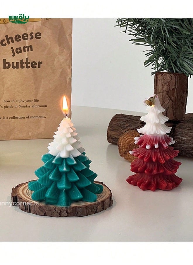 BURAQ 2pc Snow Top Pine Tree Scented Candle Decoration Christmas Atmosphere Scene Decoration - Image 5