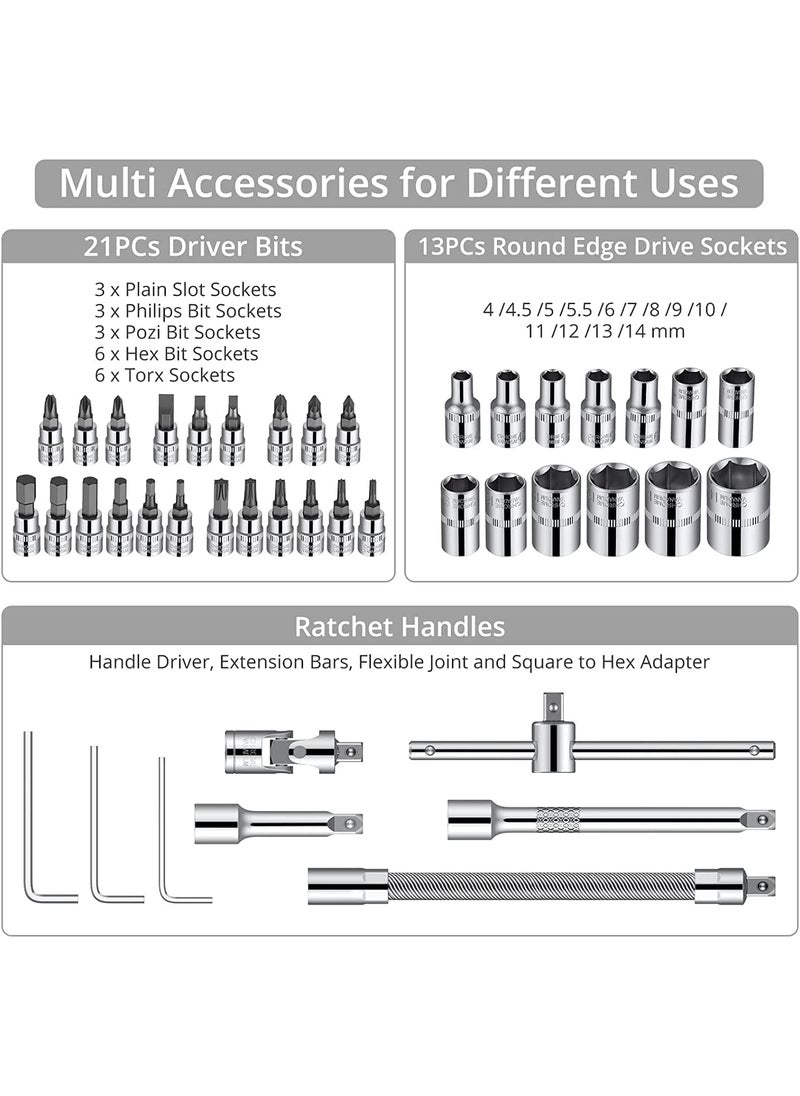 KWINTO Kwinto 46 In 1 Pcs Tool Kit Screwdriver and Socket SetHand Tool Kit Wrench Set Multi Purpose Combination Tool Case Precision Socket SetBike Tool Kit Set All Bike Car Tool Kit Set Multicolour  - Image 2