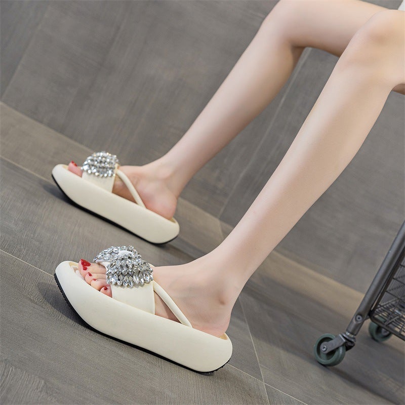 عصرية سميكة مبيعات التنفس في الهواء الطلق Sandals للنساء 2026 جديد العادي ارتفاع زيادة Bowknot رفيعة النطاق Rhinestone Sandals - Image 2