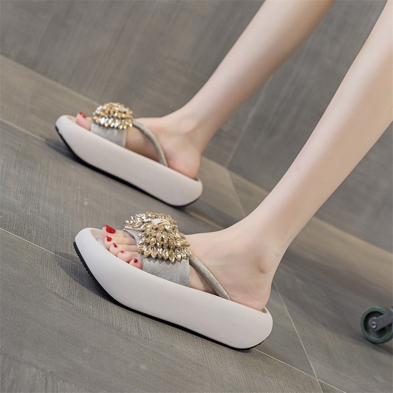 عصرية سميكة مبيعات التنفس في الهواء الطلق Sandals للنساء 2026 جديد العادي ارتفاع زيادة Bowknot رفيعة النطاق Rhinestone Sandals - Image 4