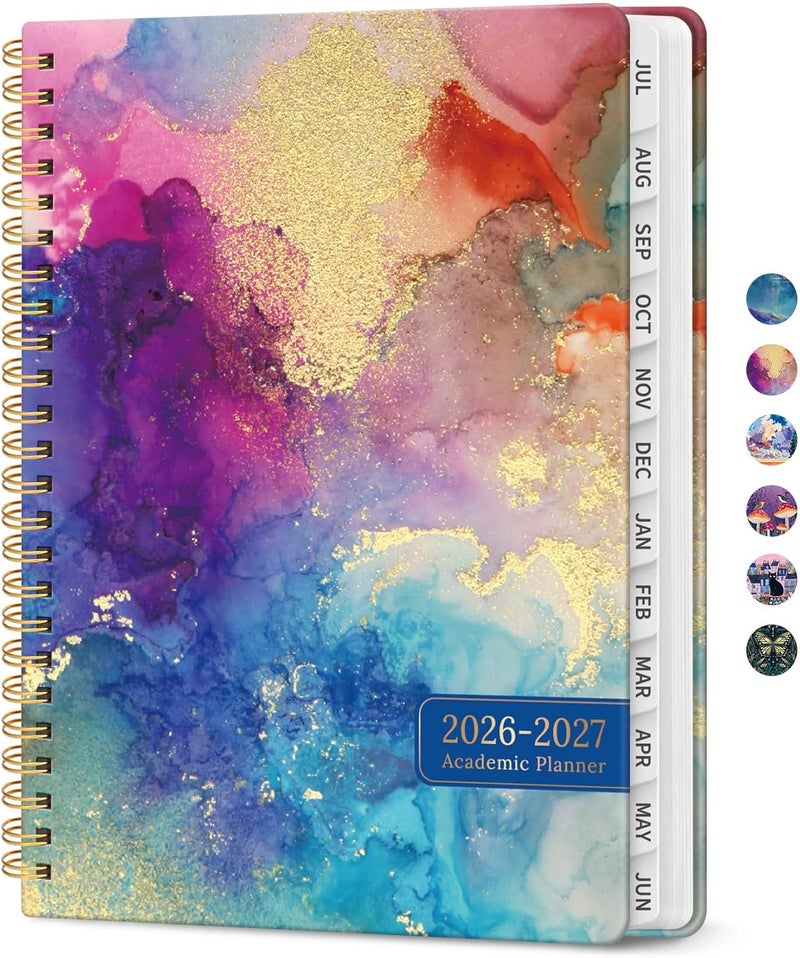Taja Planner 2026–2027 Academic Book, Weekly and Monthly Layout, July 2026 to June 2027, Hardcover Agenda with Tabs, School and Office Supplies, A4 Size 8.5" x 11" - Color Splash - Image 1
