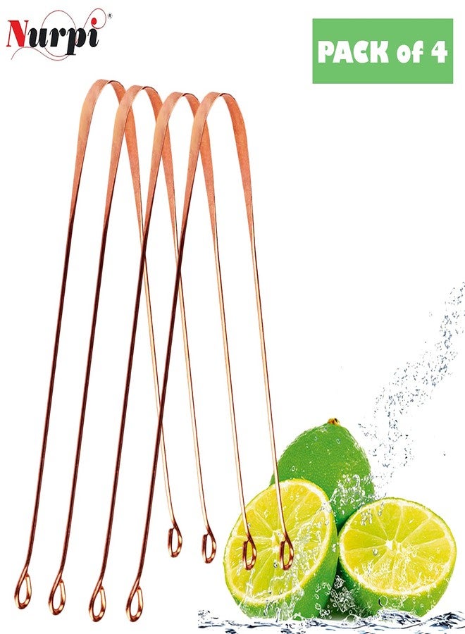 Nurpi Copper Premium Tongue Cleaner for Adults and Kids Fights Bad Breath Oral Health Care Tool, Easy to Use Travel Friendly- Pack of 4 - Image 2