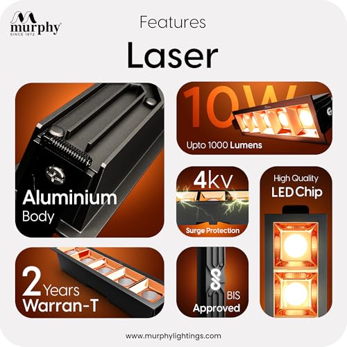 MURPHY مورفي 10W تشطيب ذهبي وردي مربع ليزر LED سقف COB سبوت، تركيز، إضاءة سقف هبوط، إضاءة سقف بوب (أبيض دافئ، عبوة من 3)، مع ضمان لمدة 2 سنوات - Image 3