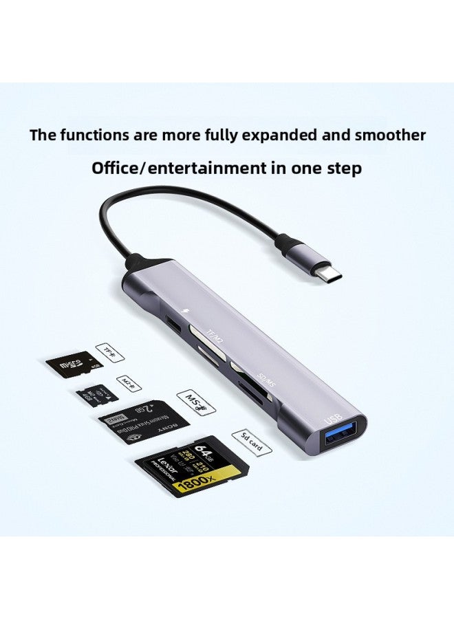 MS Card Reader For Sony For Sony Memory Stick Long And Short Stick Canon Samsung CCD Camera SD/CF/XD-Color:Type-c Port [applicable To Android/For Iphone 15-16] Alloy Model Six-in-one [ms+sd+m2+tf+u Disk+charging) Multi-function Reading-Capacity:USB3.0  - Image 1