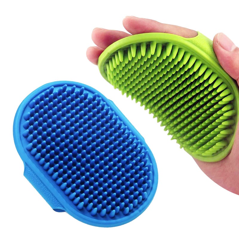 Lilpep Dog Grooming Brush, Lilpep Pet Shampoo Bath Brush Soothing Massage Rubber Comb with Adjustable Ring Handle for Long Short Haired Dogs and Cats (Blue+Green, pack of 2) - Image 3