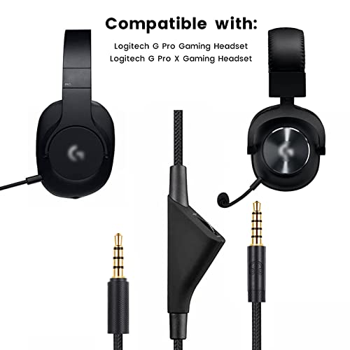 weishan G Pro X Cable, Detachable Gaming Headset Cord Replacement for Logitech G Pro, G433, G233 Headsets, 3.5mm(1/8") Nylon Braided Aux Wire with Volume Controller, 6ft - Image 2
