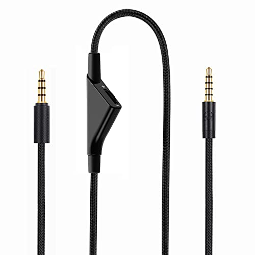 weishan G Pro X Cable, Detachable Gaming Headset Cord Replacement for Logitech G Pro, G433, G233 Headsets, 3.5mm(1/8") Nylon Braided Aux Wire with Volume Controller, 6ft - Image 1