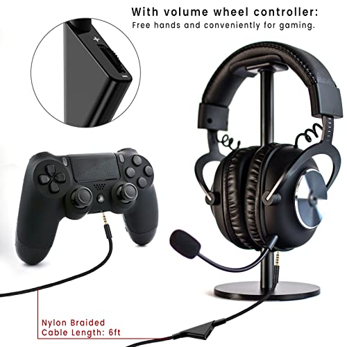 weishan G Pro X Cable, Detachable Gaming Headset Cord Replacement for Logitech G Pro, G433, G233 Headsets, 3.5mm(1/8") Nylon Braided Aux Wire with Volume Controller, 6ft - Image 3