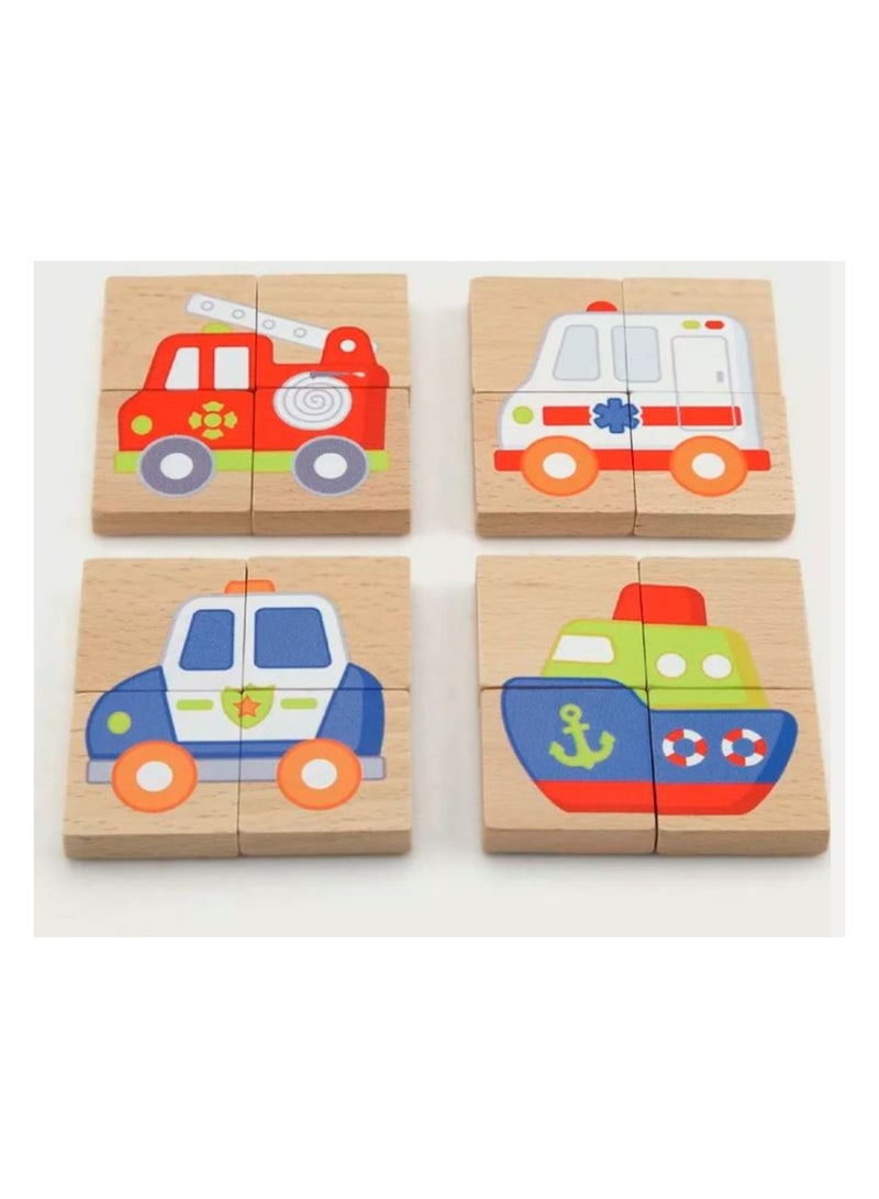 Viga 32-Piece Wooden Magnetic Puzzle Block - Set Transportation - Image 5