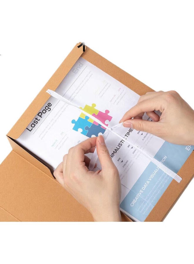 Deli 10 Pieces 100Mm 250G Mixed Pulp Kraft Paper File Boxes, Large Capacity Document Storage Boxes For Financial Records, Exam Materials, 5927 - Image 3