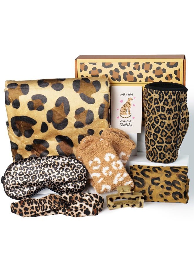 Ithmahco Cheetah Print Gifts for Women, Leopard Print Get Well Gifts for Women, Birthday Care Package Cheetah Gift Ideas for Woman Mom Friends, Self Care Leopard Gift Baskets for Valentines Day Galentines Day - Image 1