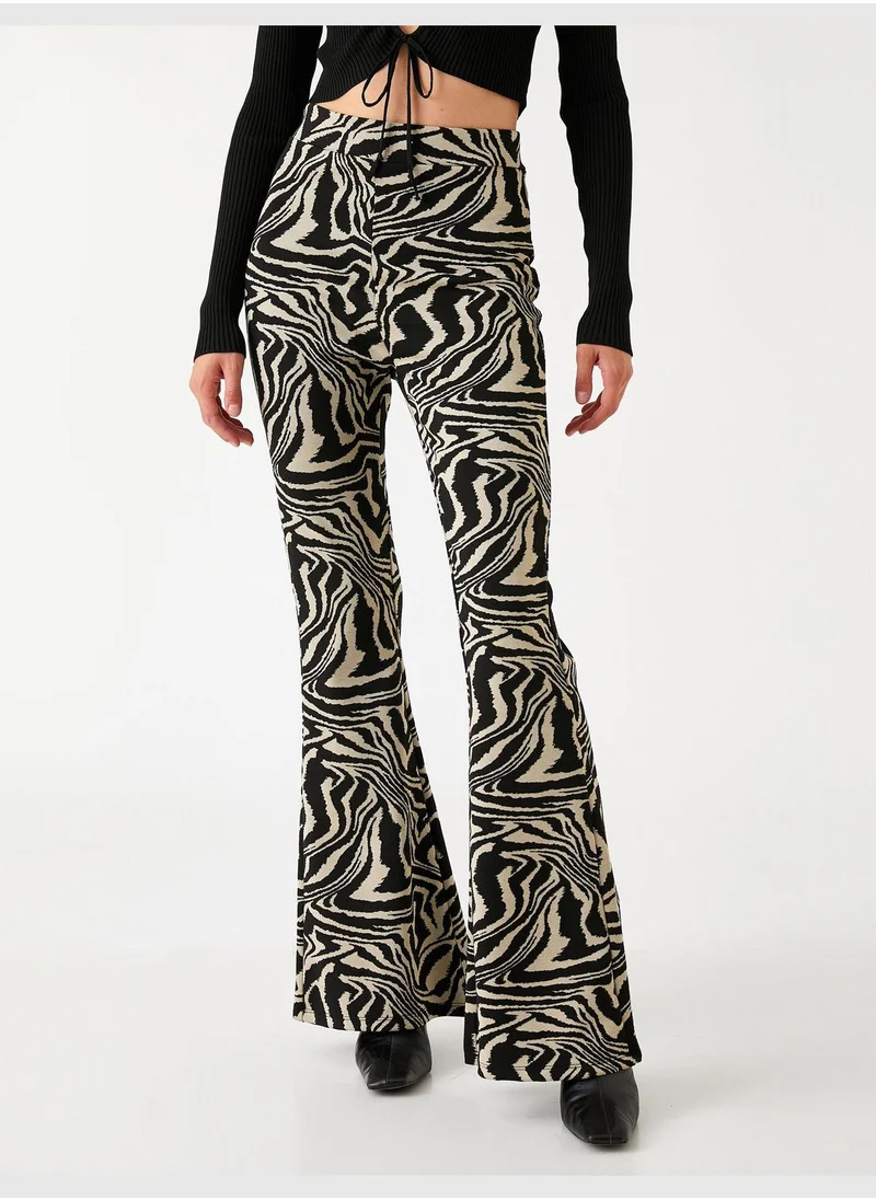 KOTON Zebra Patterned Leggings Flare Leg
