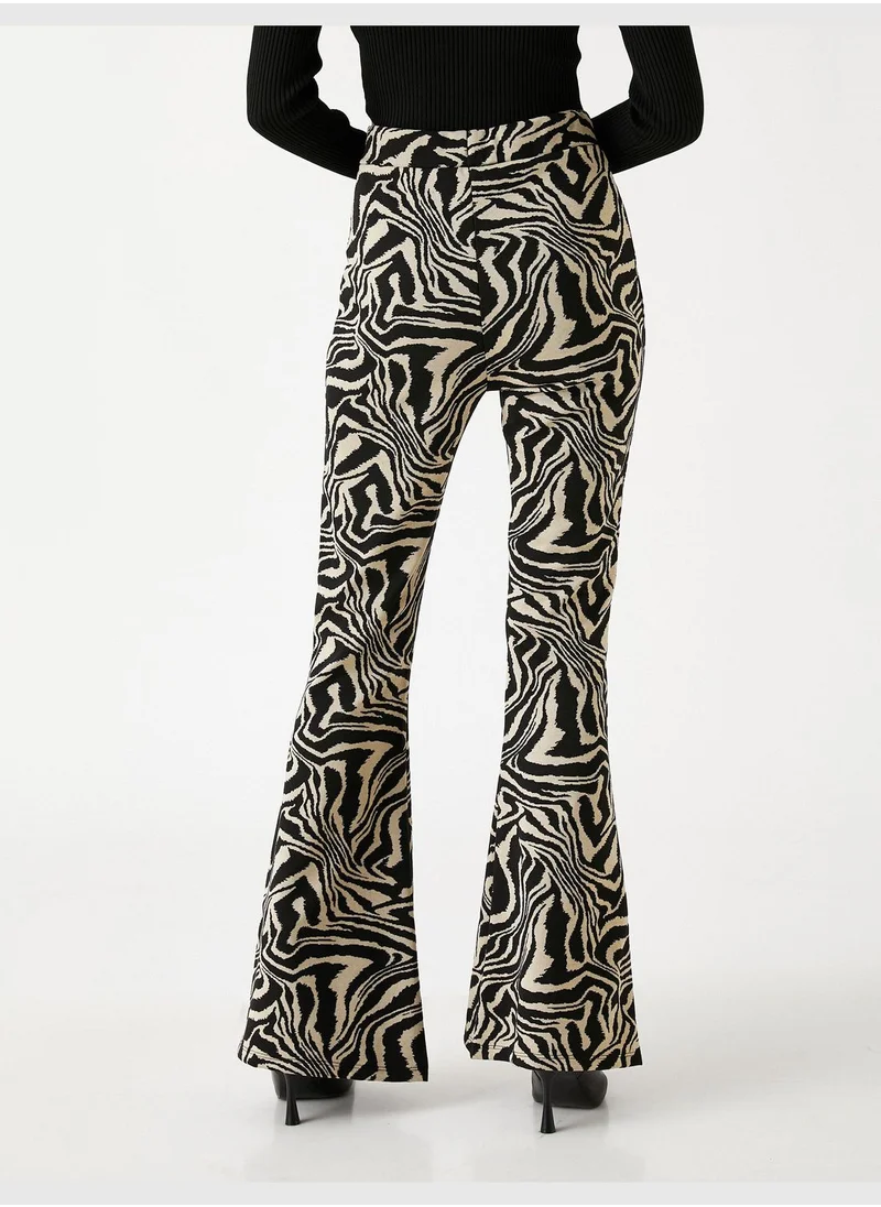 KOTON Zebra Patterned Leggings Flare Leg
