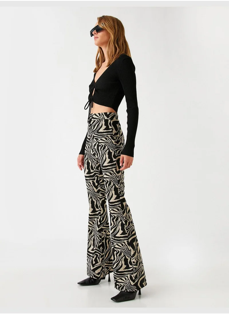 كوتون Zebra Patterned Leggings Flare Leg