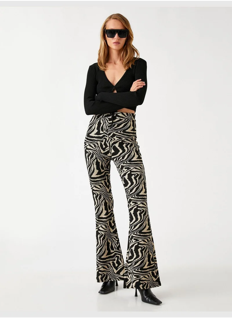 كوتون Zebra Patterned Leggings Flare Leg